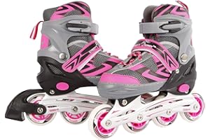 Kids Globe Street Rider 720235 Rollers en Ligne Rose/Gris réglables de la Taille 33-36 ABEC7 Cadre en Aluminium