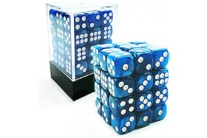 BESCON DICE Bescon 12mm 6 Sided Dice 36 in Brick Box, 12mm Six Sided Die (36) Block of Dice, Marble Blue
