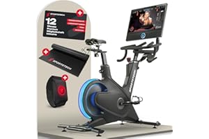 ‎SPORTSTECH Sportstech Heimtrainer + 21.5" Touch Display - Deutsche Qualitätsmarke - APP mit Live Workouts & Kursen Fitnessbike mit patentierter LED Technologie, Ergometer, sBike