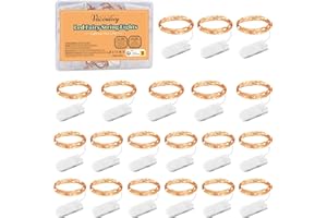 ‎VACOULERY LED Lichterkette Batterie, 1M 10 LED Micro LED Lichterkette Mini Kupfer Drahtlichterkette Beleuchtung Deko für DIY Weihnachten Halloween Innen Aussen Dekoration(Warmweiß)(20 Stück)