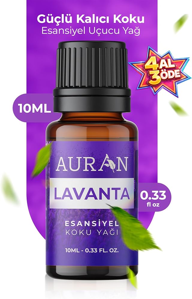 AURAN Lavanta Esansiyel Uçucu Koku Yağı Buhurdanlık Yağı Difüzör Esansı Hobi Esans Ortam Oda Kokusu 10ml