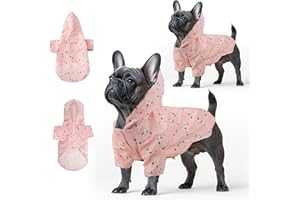 Fiohiros 2 Pack Dog Raincoats Waterproof Lightweight with Harness Hole, Dog Raincoat with Hood for Small Dogs (Pink, S)