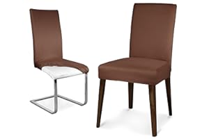 BEAUTEX Mikrofaser Stuhlhusse Sets, Mikrofaser Stuhlbezug, elastische Stretch Husse, Set Größe und Farbe wählbar (4er Set, Braun)