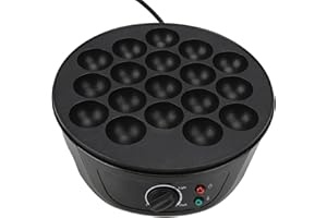 LYRLODY 18 Okrągłych Foremek, Powłoka Nieprzywierająca, 750 W, Otwór 4 Cm, Elektryczna Maszyna Takoyaki do Delektowania się Takoyaki, Ciastami i Nie Tylko W Domu (wtyczka UE)