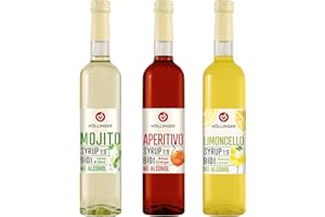 Höllinger Lot de 3 Sirops Bio Sans Alcool, Mojito Citron Vert & Menthe, Aperitivo Orange Amère, Limoncello Citron, 500ml Chacun, Ratio 1:9