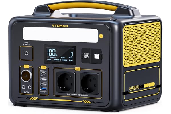 VTOMAN Jump 600X Station électrique Portable 600W - 299Wh Generateur Electrique Portable LiFePO4 Batterie Générateur, Dual PD 60W Typ-C Sortie, Capacité Extensible à 939Wh pour Camping Extérieur