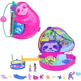POLLY POCKET&trade; Tembel Hayvan Ailesi 2'si 1 Arada Kompakt &Ccedil;anta Polly Pocket&trade; bebekler ve oyun seti, seyahat oyuncakları, Tembe