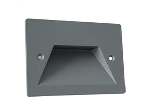 DAMASTOREITALIA Universo Faretto segnapassi da esterno lampada da muro IP65 LED 3W ad incasso per scatola cassetta 503 scale giardino viale gradini nero bianco o grigio (Grigio - Bianco Naturale 4000K)