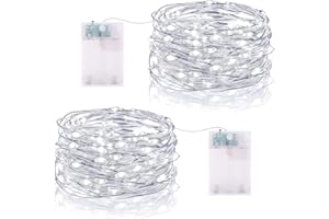 Vacoulery Fairy String Lights Battery Operated, 5m 50 LED Battery Operated String Lights Copper Wire Light for Bedroom Jar Glasses Home Wedding Party Patio Lighting Decoration (2 Packs, Cool White)