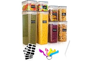 HIBISAWS Zestaw 8 pojemników do przechowywania, organizer kuchenny, nie zawiera BPA, plastik, z pokrywką, do organizacji kuchennej, do recyklingu, hermetyczne, 2,8 l/2 l/1,4 l/0,8 l