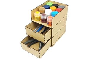 HobbyHold Organizer per modellismo con 2 cassetti, compatto per attrezzi e colori, modello di scaffalatura colorata, scaffale per colori fai da te, organizer da scrivania, portapenne