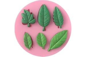 FUNSHOWCASE Stampo per Foglie in Silicone 6 Tipi di Foglie per Fondente, Pasta di Zucchero, Stampo Flessibile e Antiaderente per Decorare Torte con Glassa, Pasta di Zucchero da Usare per Cioccolato, Burro, Resina, Argilla Artificiale