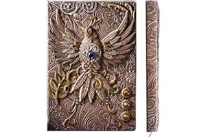 YHH Taccuino in Pelle Vegan a Righe A5, Diario di Viaggio da scrivere, Quaderno Appunti Copertina Rigida Fatto a mano, Cahier Jounal Notebook Regalo Compleanno per Donna Ragazza, Fenice3D Colorato