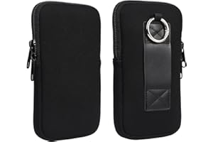 JLYIFAN Neopren-Handyhülle, Reißverschluss, Gürteltasche, Holster, Hüfttasche, Beutelhalter für iPhone 16 Pro Max, Google Pixel 8 Pro, Samsung Galaxy A16 A05 A55 A06 A26 A05s S25 Ultra S24 Ultra (Schwarz, XL)
