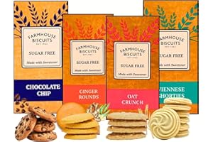 SNACKIFY Farmhouse Sugar Free Biscuits For Diabetics Multipack Selection Box - Viennese Shorties, Ginger Cookies, Choc Chip Cookies, Oat Crunch Cookies | Ideal for Weight Loss (Pack of 1 (4Mix Flavours))