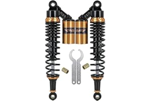 Hegeiisy 360mm 14.17 inch 8mm Spring Universal Motorcycle Air Shock Absorber Rear Suspension ATV Quad Scooter Dirt Bike For CBR600 CBR400 CB500 YZF XC EXC XCF Black Gold