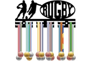 CREATCABIN Porta Medaglie da Rugby Appendiabiti per Medaglie Sportive Espositore in Acrilico Supporto da Parete Decor Piccoli Ganci Appendini per Medaglie Organizzatore Appendere 40+ medaglie 29x13cm