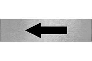 VIRO DISPLAY Slimline Aluminium Arrow Sign from ViroDisplay® – Brushed Silver 200 x 50mm – Durable Printed Surface – Self-Adhesive Fixing