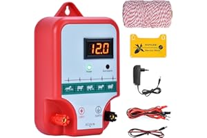 KEDIFOAI 15KM Pastor Electrico, cerca eléctrica Controlador de pulso de alto voltaje seguro Granja de animales Cerca eléctrica Pastor Granja de animales Pastor eléctrico (Rojo)