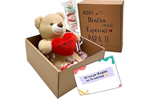 PELUCHILANDIA Regalos Originales para Mujer y Amigas - Osito de Peluche con Mensaje Corazón en Caja Regalo - Detalle para Cumpleaños, Enamorados o Día de la Madre (BEIG)