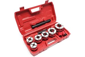 WILTEC Coffret Filières de plombier à Tête interchangeable Taraud Coupe-tube 9 Pièces Outil Plomberie