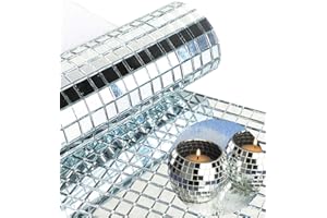 WDragon 2400pcs Real Glass Silver Mirrors Mosaic Tiles Sticker for Craft Square Glass Tiles Self Adhesive,5mm by 5mm (Silver, 2400PCS)