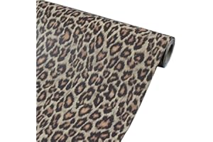 TAOGIFT Self Adhesive Vinyl Leopard Film Shelf Liner Decorative Leopard Furniture Sticker Paper for Arts Crafts Walls Cabinets Dresser Drawer Decal 44.5CMX3M