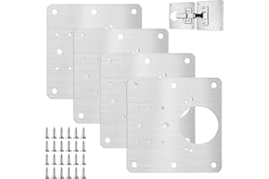 Cozy Inviting 4 Pièces Plaque Reparation Charniere Porte,Plaque de Reparation Charnieres meuble avec Vis, Armoire Avec Trou Hinge Repair, Inoxydable Cuisine Charnières pour Placards, Bois, Meubles