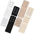 Bighan 8 PCS Bra Extenders 2 Hook 3 Rows Set White, Black, Beige, Skin Color, Soft and Comfortable Bra Strap Extension