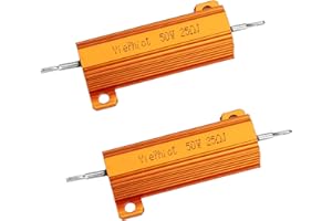 YiePhiot 50W 25 Ohm Resistor 5% Aluminum Case Wirewound Screw Tap Chassis Mounted Load Resistors suitable Compatible with Ring Doorbell, Nest Hello Doorbell Gold Tone 2PCS