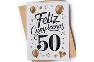 GREETING CARDS FOR EVERYONE Tarjeta de 50 Cumpleaños - Tarjeta de Felicitación Graciosa para alguien que cumple 50 años - Regalo Original para 50 Cumpleaños para él, ella, hombre, mujer, mejor amigo, amiga - Feliz 50 - EU 26