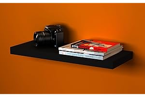 URBNLIVING Urbn-Living Wooden Floating Wall Mount Shelves Display Unit (2 x 60cm, Black)