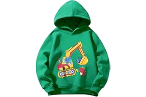 Pilipulu Jungen Kapuzenpullover Kinder Hoodie Jungen Sweatshirt Baumwoll Kapuzenjacke Dinosaurier Bagger für Kinder 3-8 Jahre Größe 98 104 110 116 122 128