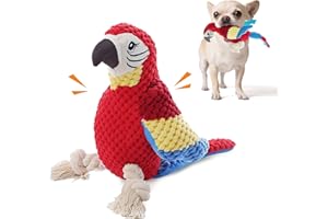 Fida Squeaky Dog Toys, Parrot Interactive Dog Toys for Boredom, Puppy Toys with Squeaker & Crinkle Tail & Rope Feet, Bird Dog Toy for Small/Medium/Large Dogs