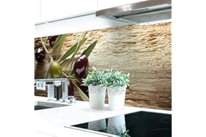 ‎DRUCK-EXPERT Küchenrückwand Oliven Premium Hart-PVC 0,4 mm selbstklebend - Direkt auf die Fliesen, Größe:280 x 51 cm