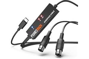 FORE Interfaccia da tipo C a MIDI F-T1 con ingresso e uscita Collegamento con tastiera/sintetizzatore per editing e registrazione traccia Lavora con Windows/Mac OS per Studio Type-C Color Balck - 2 m