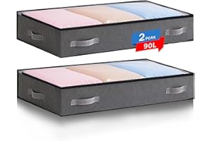Boic 2 Piezas Cajas Almacenaje Ropa 90L, Plegable Almacenaje Bajo Cama Con Asa Reforzada, Bolsas Almacenaje Ropa Gran Capacidad Organizador Armario Para Colchas, Mantas Y Zapatos (Gris)