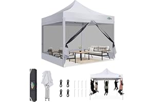COBIZI Tonnelle Pliante 3x3 Imperméable,Tonnelle de Jardin Exterieur avec Moustiquaire Parois Latérales,Barnum Pliant 3x3,Anti UV Tonnelle Tente pour Exterieur Plage Terrasse (3 par 3m Blanc)