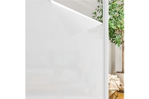 Finnez Pellicola per Finestra Privacy, Bianco Opaco, Non Adesivo per Finestra, per Camera da Letto Bagno Cucina Ufficio, 44.5x200cm