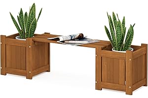 Furinno FG20464 Hardwood Mini Planter Box, Meranti Wood, Natural, 26.16 x 100.33 x 29.72