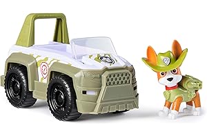 PAW PATROL - Tracker-Figur mit Dschungel-Fahrzeug, stabiles Basis-Fahrzeug (2025), authentisches Spielzeug zur Serie für Kinder ab 3 Jahren