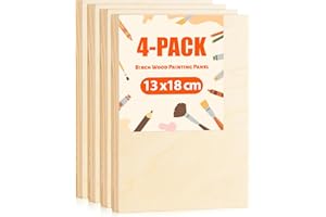 ‎ROWOOD ROWOOD Holzleinwand zum Malen, Leinwandplatten 13x18cm/5x7" – 4 Stück, Unvollendeter Holzrahmen, Leere Malerleinwand für Kunsthandwerk, Ölmalerei und Pouring-Technik