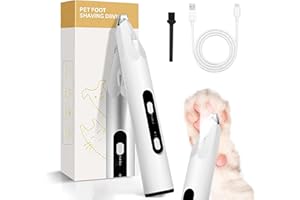 Airminti Tondeuse Chien et Chats silencieuse avec Lampe UV & Lumière LED, Chargement USB-C, Scie à Pattes 2 Vitesses pour Animaux de Compagnie, Entretien des Pattes/Oreilles/Yeux/Visage (Blanc)