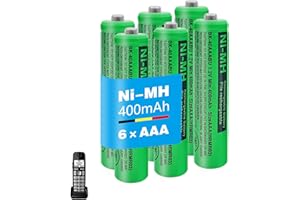 ZZWJBCYLE BK-40AAABU Lot de 6 Piles 1,2V AAA Rechargeables Ni-MH 400mAh pour téléphones sans Fil Panosonic Gigaset DECT Téléphone Numérique sans Fil