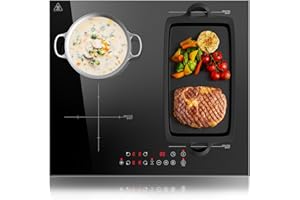 KICHPOWER Plaque Induction 4 Feux, 1 Zone Flexible, Plaque Induction 60cm Encastrable, Plaque de Cuisson électrique, Boost Fonction, Commande Tactile, 6000W, 9 Niveaux de puissance, Minuterie 1-99 Min