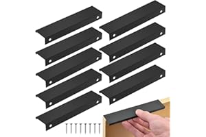 flintronic Poignée Cuisine Noir, 10PCS Entraxe Invisible Poignee de Meuble, poignet de porte en Aluminium, Noir Poignée Meuble pour Bureaux Tiroirs Armoires (128mm/ Long 150mm)