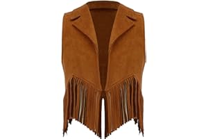 Freebily Kinder Western Weste Jacke Mit Fransen Jungen Mädchen Cowboy Cowgirl Weste Kinder Hippie Wildwest Outfit Fasching Karneval