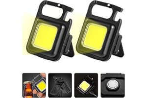 Lyneun 2 Pcs Mini Lampe de Poche Rechargeable, 800 Lumens 4 Modes Portable Petites Porte-clés magnétique d'inspection LED Lampe de Travail pour Réparation Camping [Classe énergétique A+++]