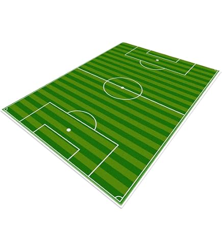 Tapis Vinyle Enfant 200x125 Cm – Terrain De Football, Antidérapant, Lavable, Pour Chambre Ou Salon
