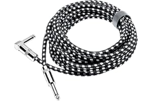 Rayzm Cable de la Guitarra - 5 Metros Silencioso Guitarra/Bajo y Acordes, 1/4" (6.35mm) en ángulo Trenzado Conector Macho Mono TS, el Cable Es una Mezcla de Lana Tejida